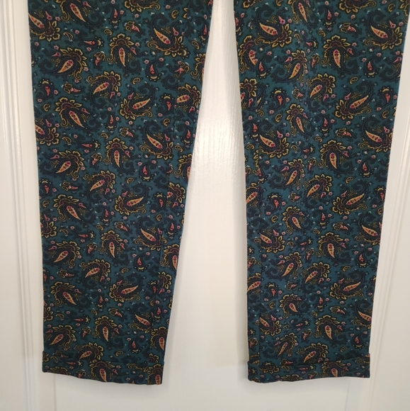 ZARA WOMEN'S PAISLEY PRINT CUFF HEM TROUSER SZ MEDIUM - Picture 5 of 7
